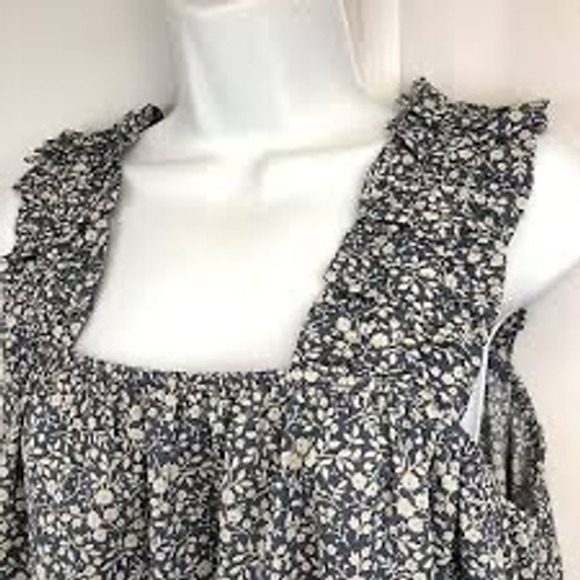 JODIFL Tops - Jodifl Navy Blue Floral Ruffle Strap Square Neck Top H9168 Womens Large